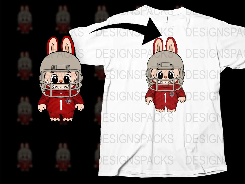 Cute Football Bunny Graphic T-Shirt, Kids Sports Cartoon Tee, Funny Rabbit Shirt, Youth Athletic Apparel