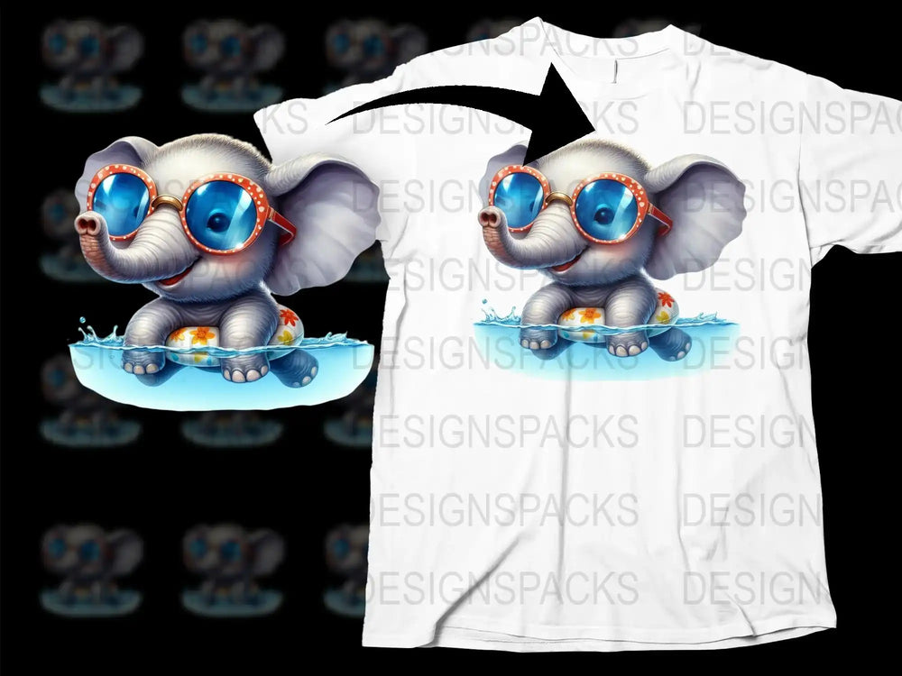 Cute Elephant Cartoon T-Shirt, Kids Summer Cool Graphic Tee, Animal Print Shirt for Children