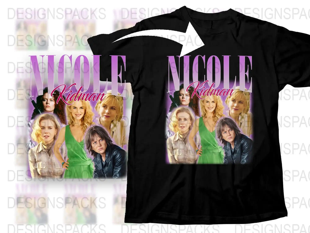 Nicole Kidman Fan T-Shirt, Vintage Style Collage, Multiple Poses, Iconic Actress, Gift Idea