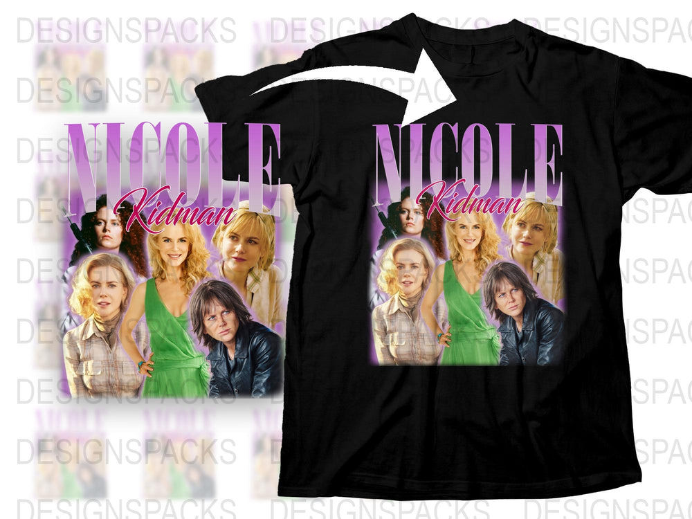 Nicole Kidman Fan T-Shirt, Vintage Style Collage, Multiple Poses, Iconic Actress, Gift Idea