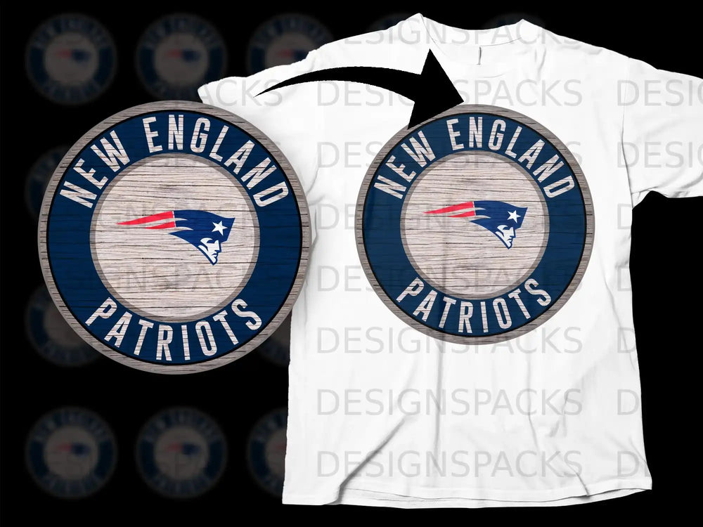 New England Patriots Logo Design on White T-Shirt