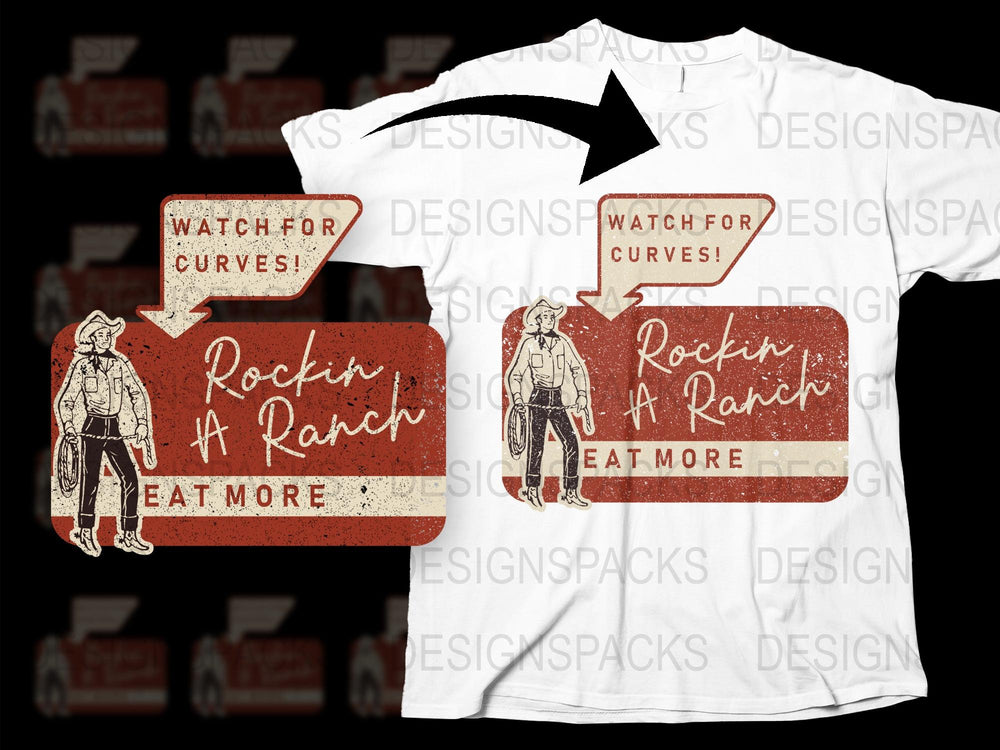 Vintage Cowboy T-Shirt, Rockin' A Ranch Graphic Tee, Retro Style Western Shirt, Unique Gift for Country Music Fans