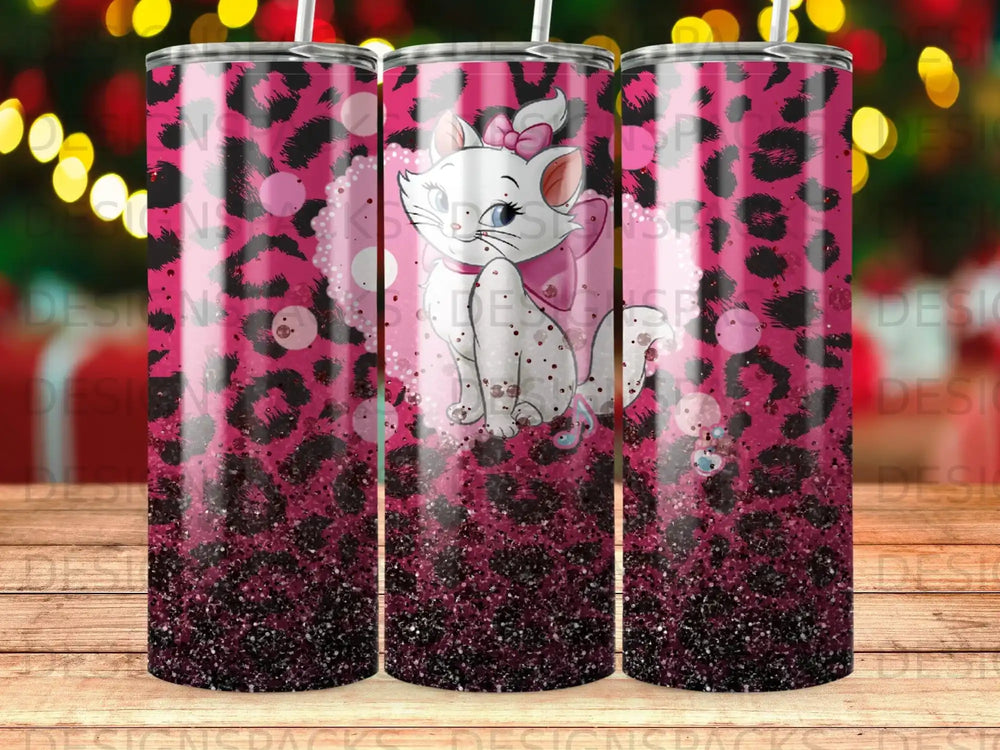 Cute Cat Pink Leopard Glitter Animal Print Tumbler product type