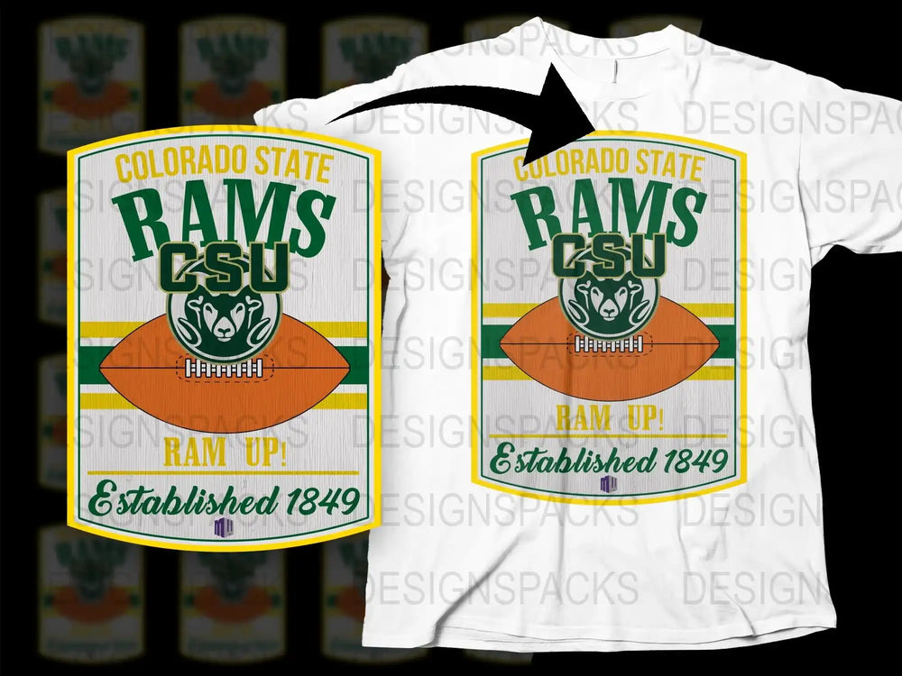 Colorado State Rams CSU T-Shirt, Ram Up Graphic Tee, Vintage Style, Established 1849, College Apparel