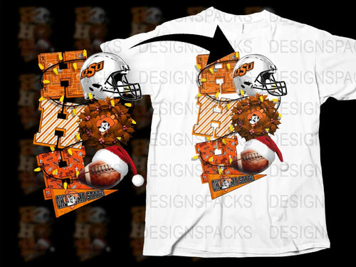 Oklahoma State Football T-Shirt, College Team Graphics, Sports Fan Apparel, White Orange Tee