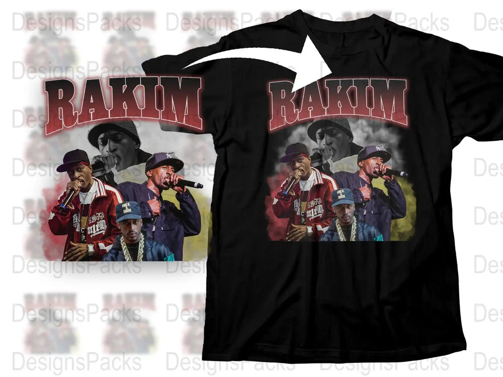 Vintage Rakim Hip Hop T-Shirt, Classic Rap Tee, 90s Music Fan Apparel, Graphic Black Shirt