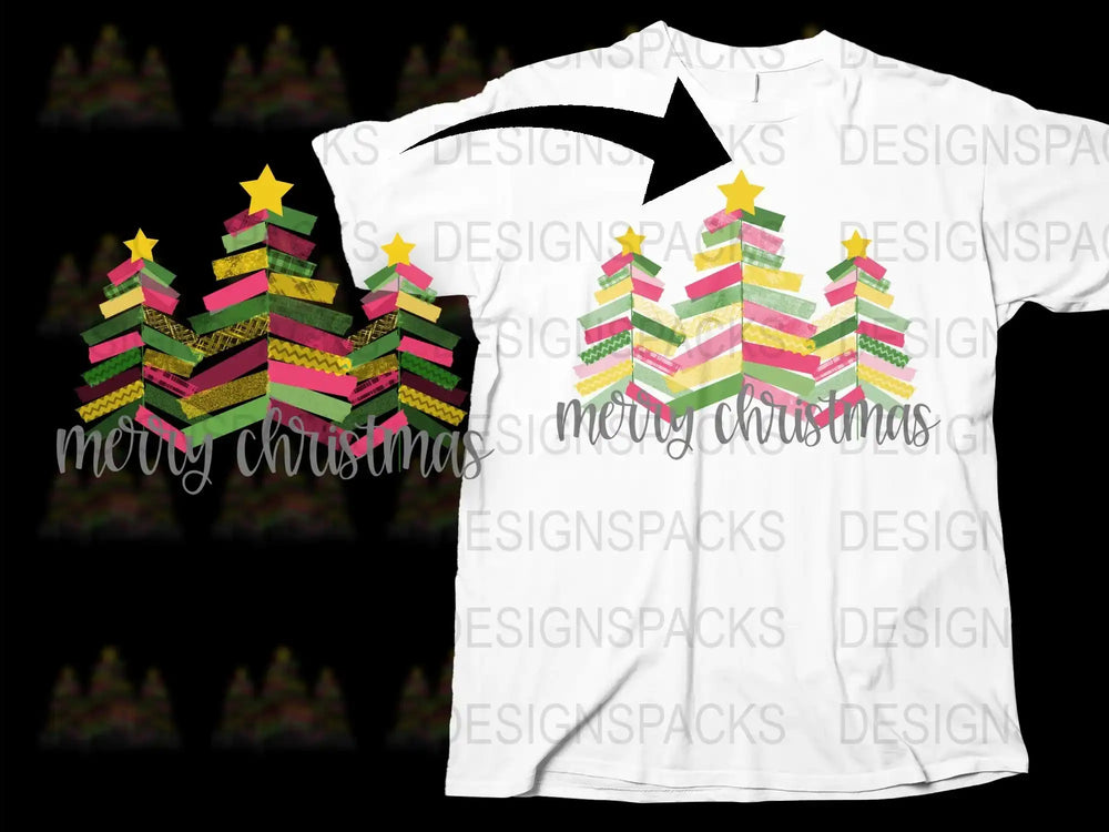 Colorful Christmas Tree T-Shirt, Festive Holiday Apparel, Merry Christmas Graphic Tee, Unisex Clothing