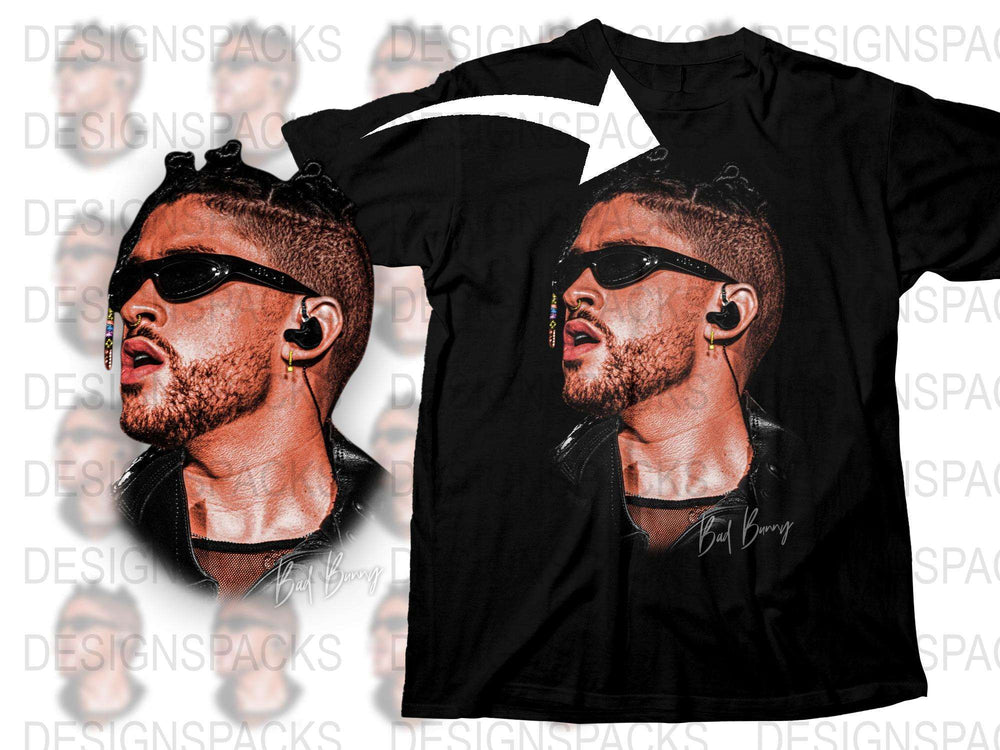 Bad Bunny Inspired Graphic T-Shirt, Urban Music Artist Tee, Black Cotton Shirt, Fan Merchandise