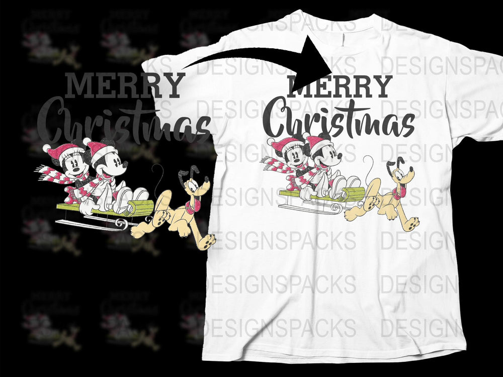 Merry Christmas Disney Holiday T-Shirt, Mickey and Friends Winter Apparel, Vintage Family Clothing, Seasonal Graphic Tee
