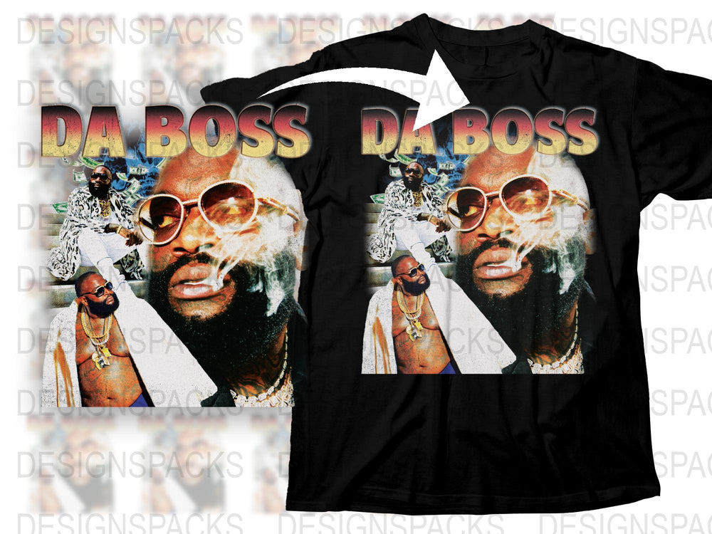 Da Boss Graphic T-Shirt, Hip Hop Style, Bold Print, Urban Fashion Top, Unisex Black Tee, Music Fan Apparel, Streetwear Clothing