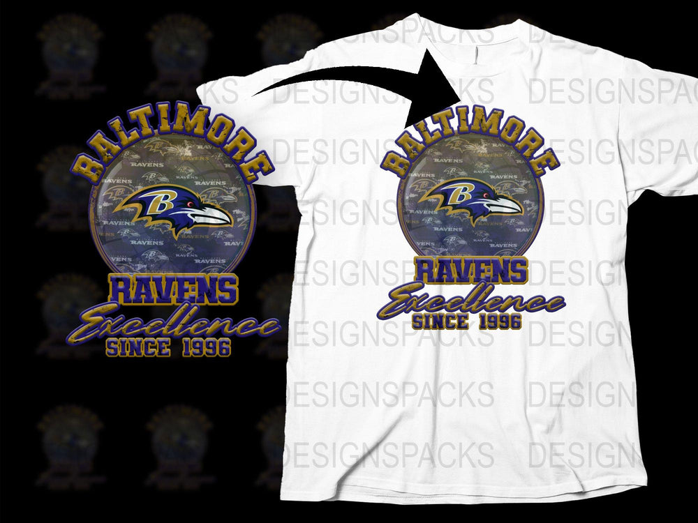 Baltimore Ravens T-Shirt Excellence Since 1996 NFL Team Logo Casual Sports Tee
