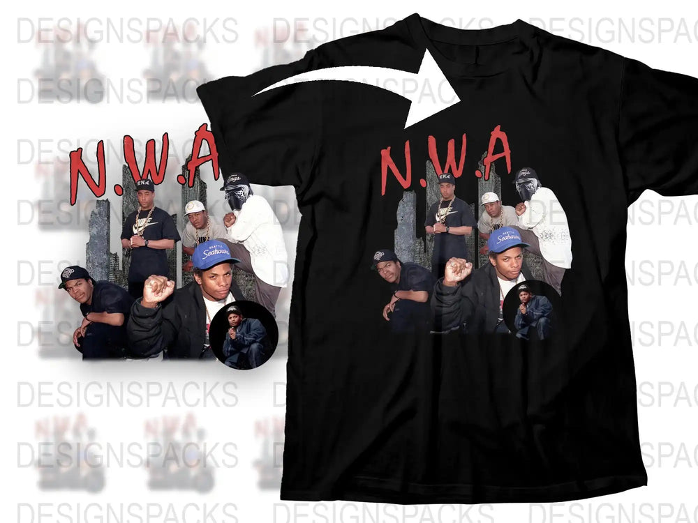 NWA Band Vintage T-Shirt, Classic Hip Hop Rap Tee, 90s Music Group Shirt, Unisex Black Cotton Top