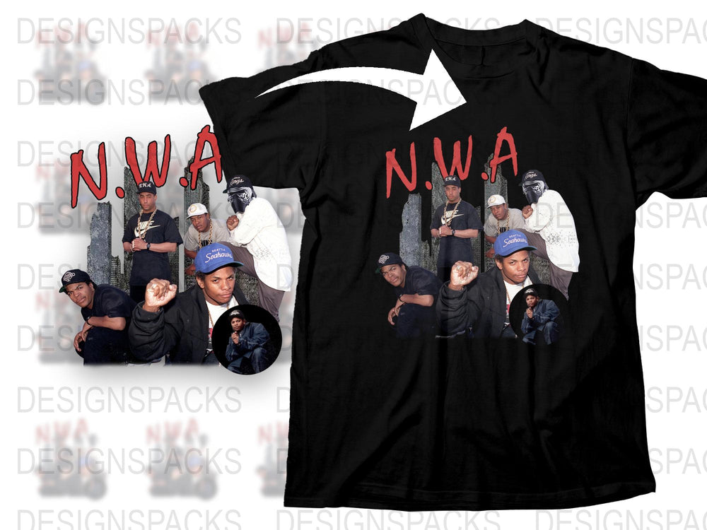 NWA Band Vintage T-Shirt, Classic Hip Hop Rap Tee, 90s Music Group Shirt, Unisex Black Cotton Top