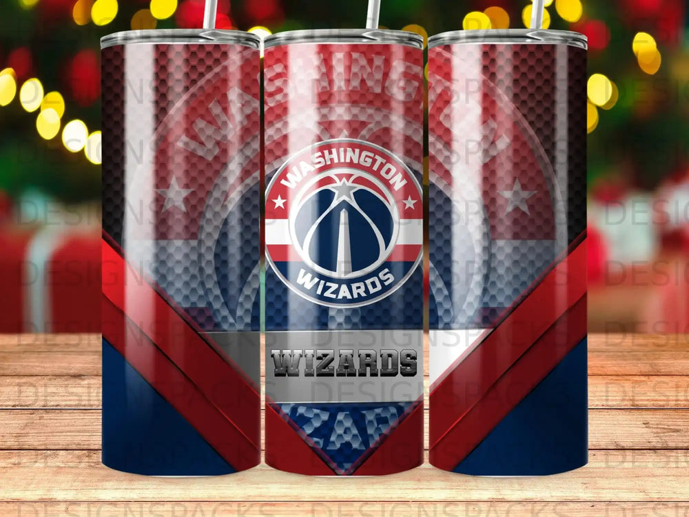 Washington Wizards tumbler with team logo and "Wizards" text.
