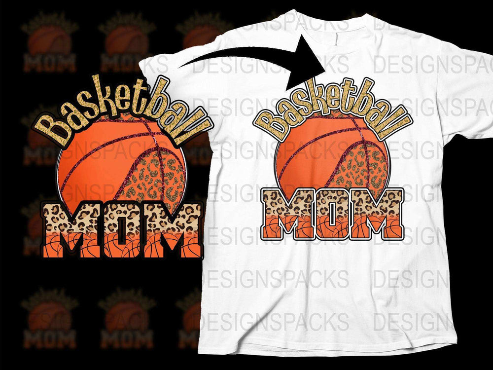 Basketball Mom T-Shirt, Leopard Print, Sports Fan Apparel, Casual Graphic Tee for Women