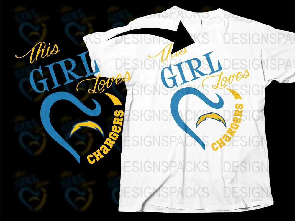 This Girl Loves Chargers T-Shirt, NFL Team Support Graphic Tee, Casual Sports Fan Apparel
