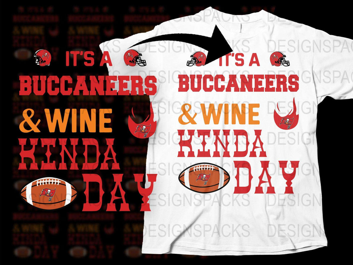 Buccaneers and Wine T-Shirt, Football Themed Party Shirt, Gift for Sports Fans, Casual Red and White Tee