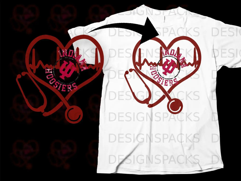 Indiana Hoosiers Stethoscope Heartbeat T-Shirt