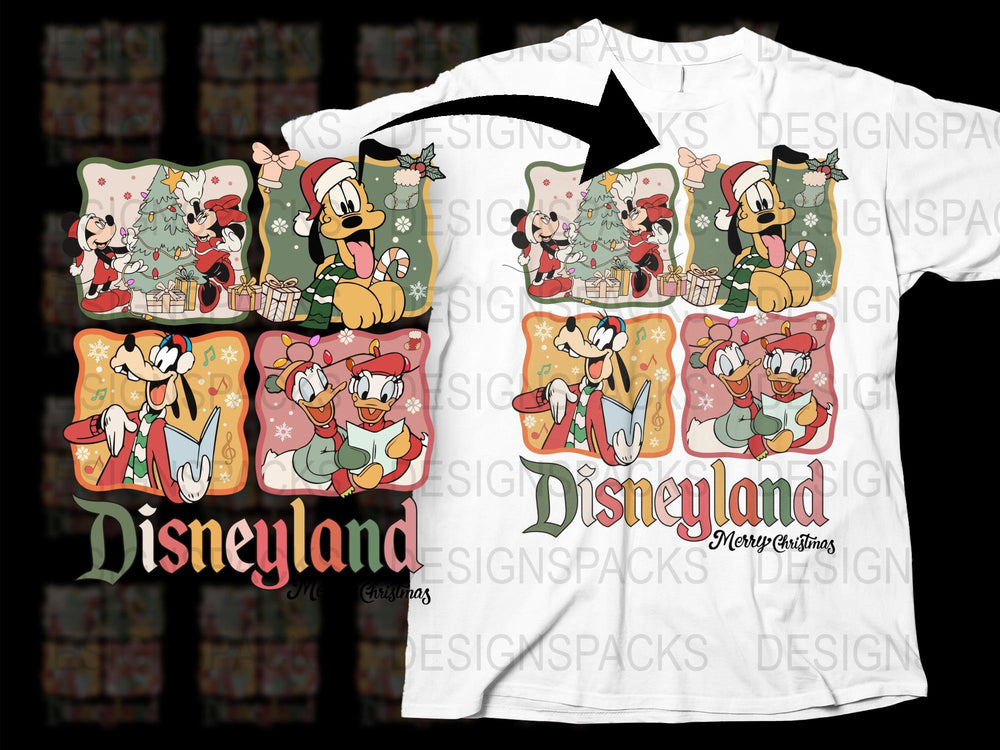 Disneyland Christmas T-Shirt, Mickey and Friends Holiday Tee, Festive Cartoon Character Tops, Unisex Gift Idea