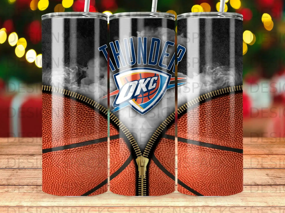 Thunder logo on a basketball with a zipper.