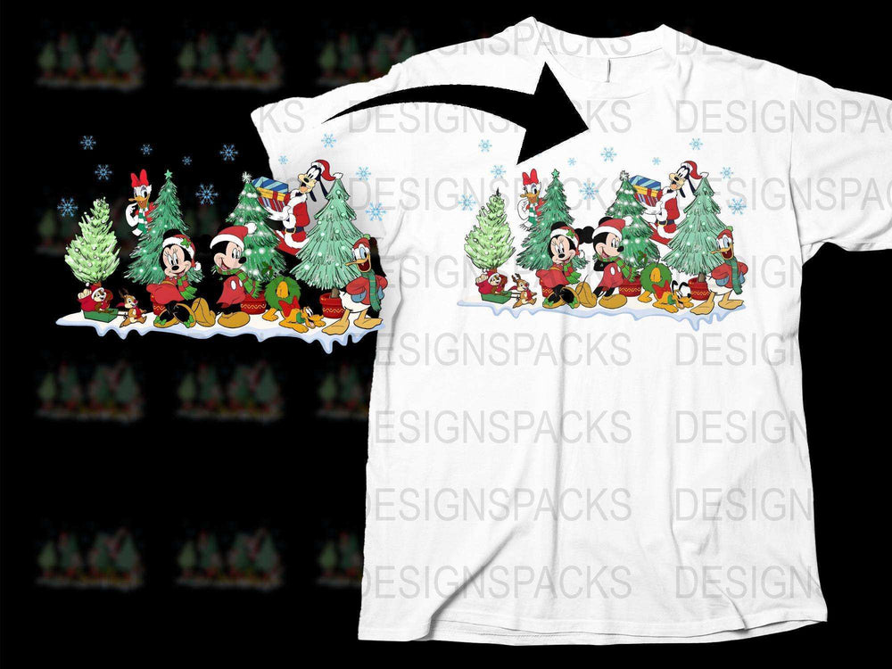 Disney Christmas T-Shirt, Mickey and Friends Holiday Tee, Festive Family Matching Shirts, Kids and Adult Sizes Available