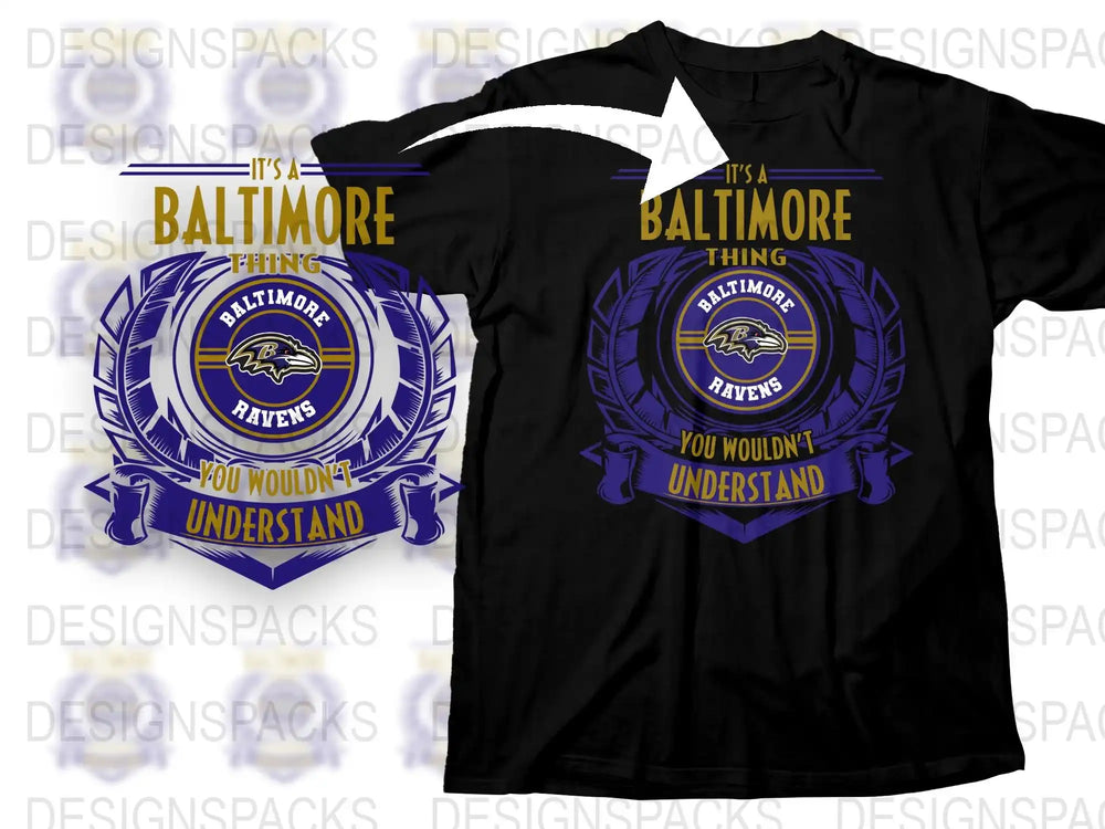 Baltimore Ravens T-Shirt, Black Cotton Tee, Football Fan Apparel, Sports Team Merchandise, Menswear Gift Idea