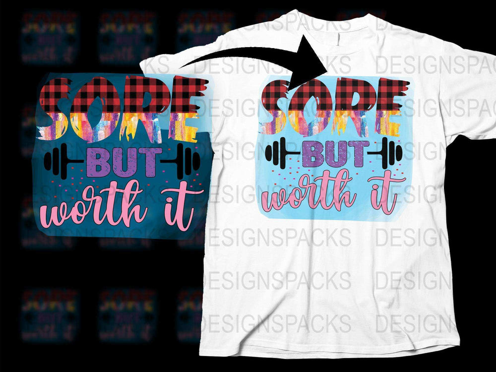 Sore But Worth It Workout T-Shirt, Colorful Gym Tee, Motivational Fitness Apparel, Unisex Sports Shirt