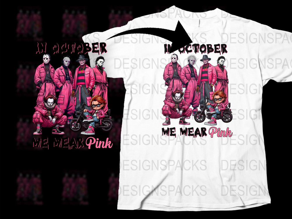 Halloween Themed T-Shirt, Inktober We Wear Pink, Squid Game Inspired, Unisex Adult Clothing