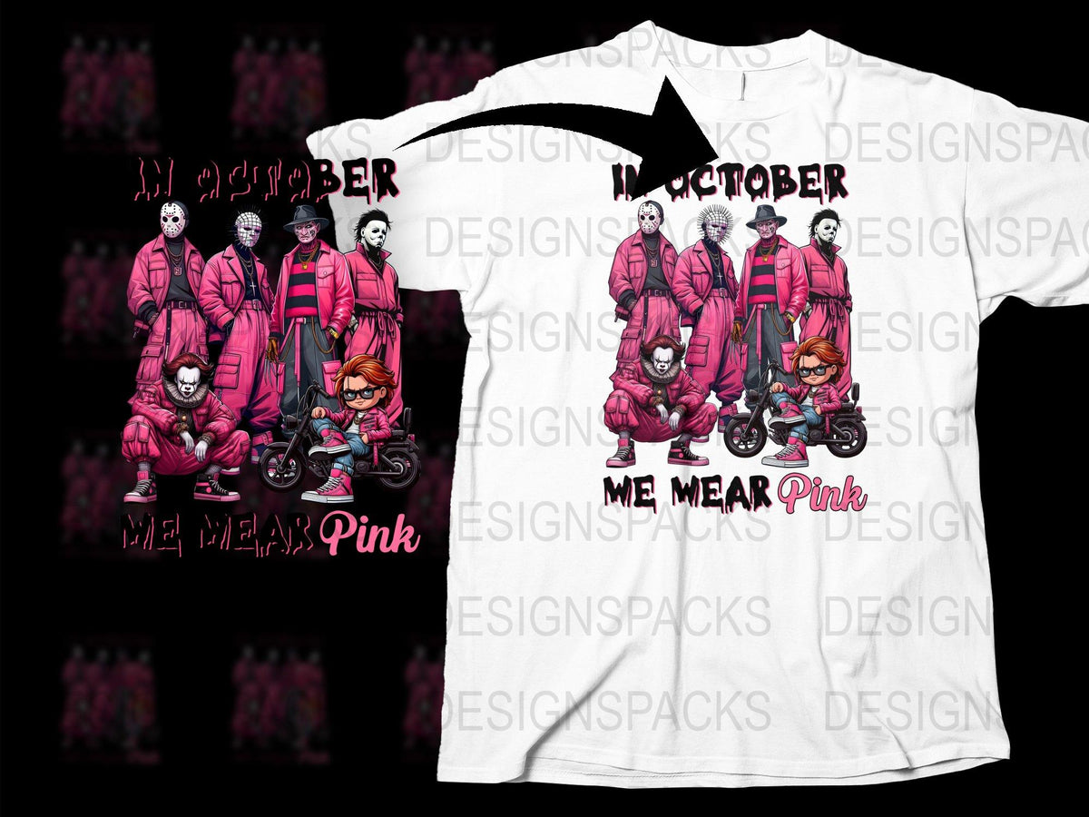 Halloween Themed T-Shirt, Inktober We Wear Pink, Squid Game Inspired, Unisex Adult Clothing