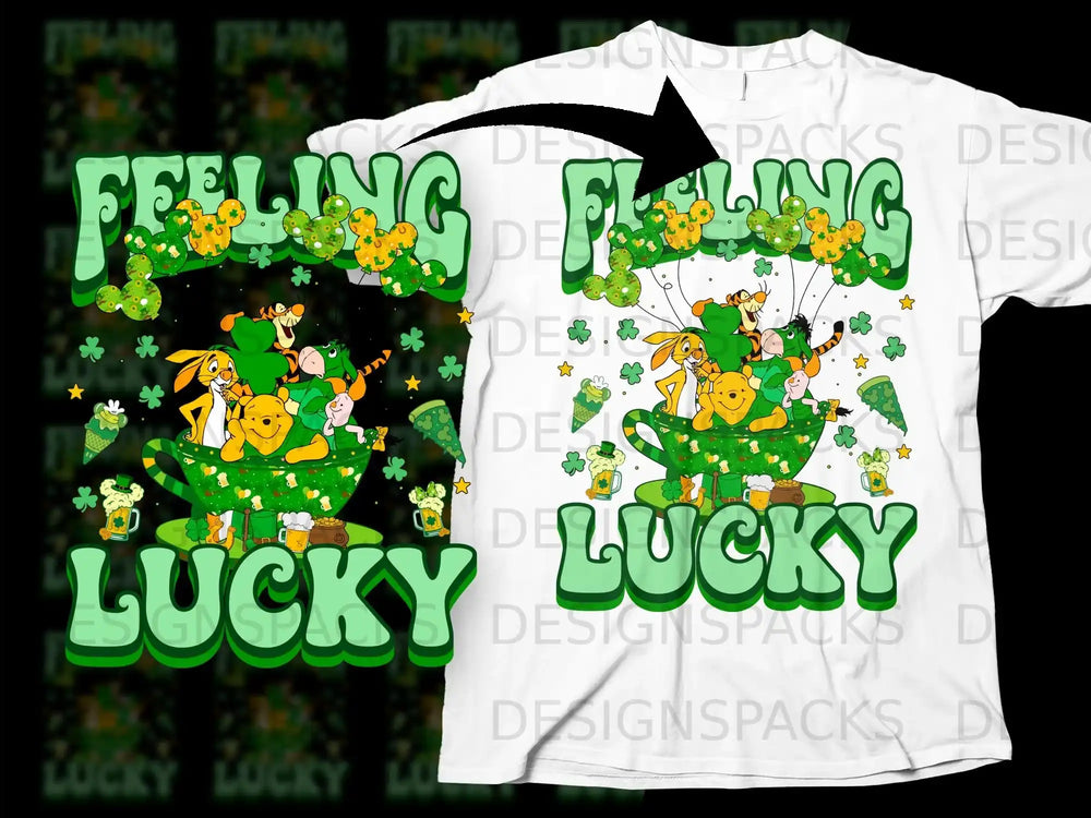 Feeling Lucky Pooh Friends St Patrick Day Clover product type