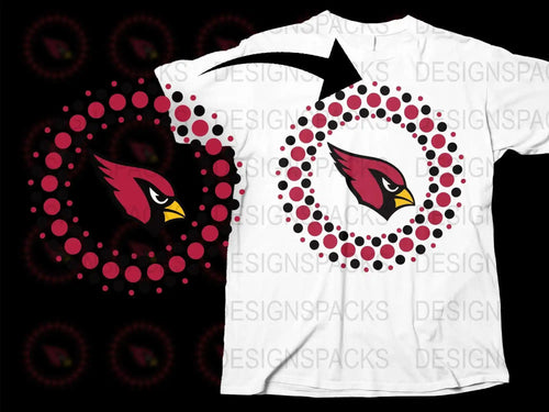Arizona Cardinal Bird Graphic T-Shirt, Red Spiral Dot Design, Unisex Casual Wear Cotton Tee