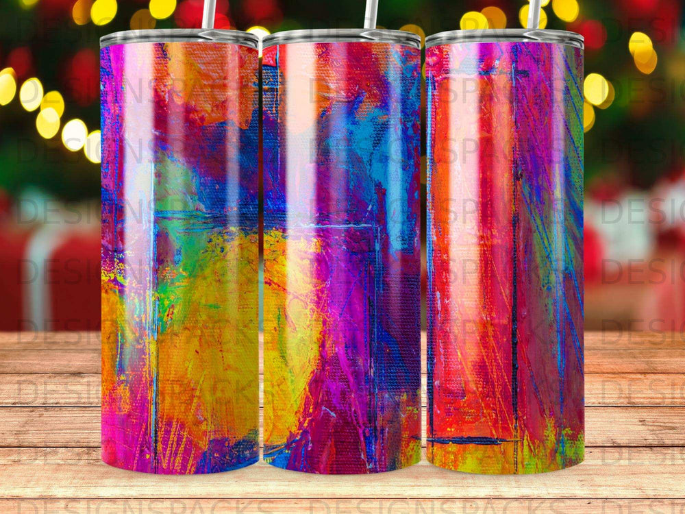Vibrant Abstract Paint Splatter Artistic Tumbler product type