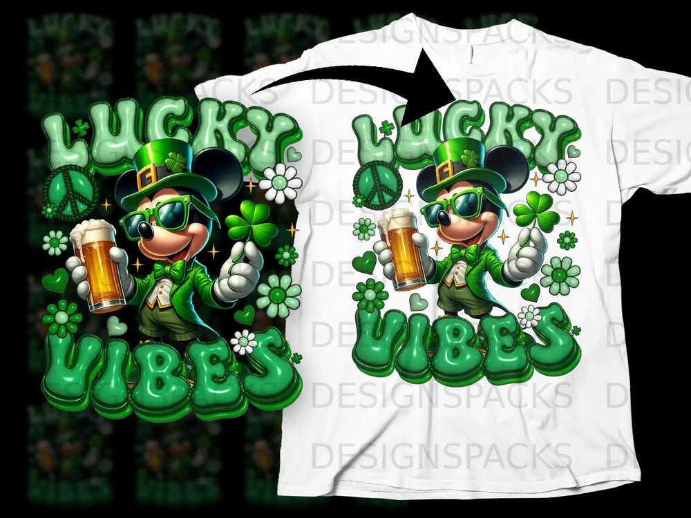 Lucky Vibes Mickey Leprechaun St Patricks Day product type