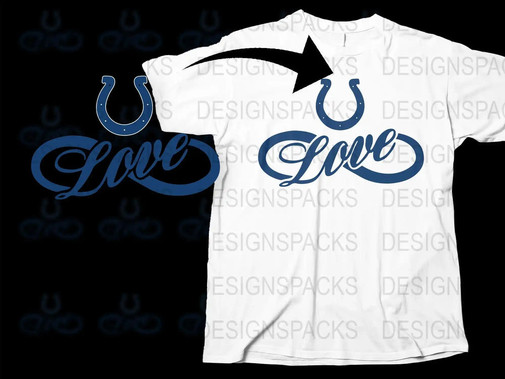 Indianapolis Colts Inspired Love T-Shirt, Sports Fan Graphic Tee, Football Season White Shirt