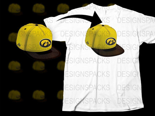 Trendy Yellow Snapback Cap with Black Peak and Logo, Stylish Unisex Baseball Hat
