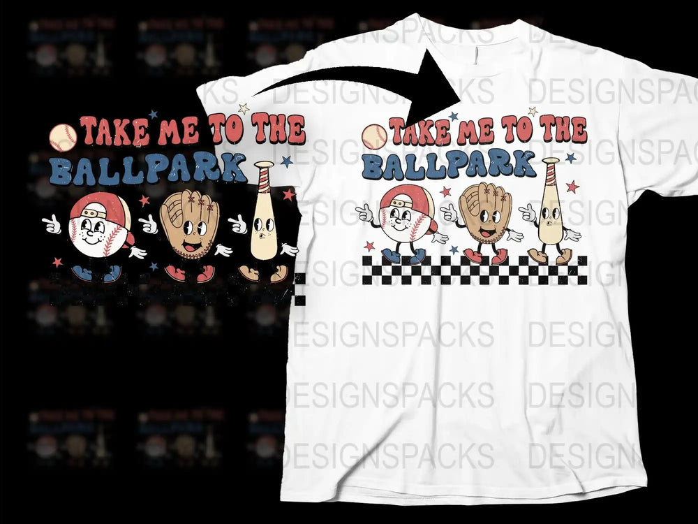 Take Me to the Ballpark T-Shirt, Baseball Theme Graphic Tee, Unisex Casual Sports Shirt