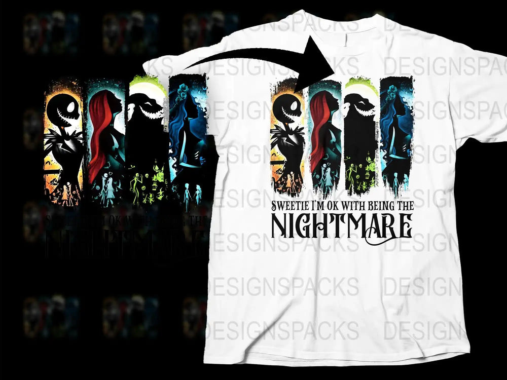 Colorful Nightmare Comic Characters T-Shirt, Unique Pop Art Design, Vibrant Casual Wear