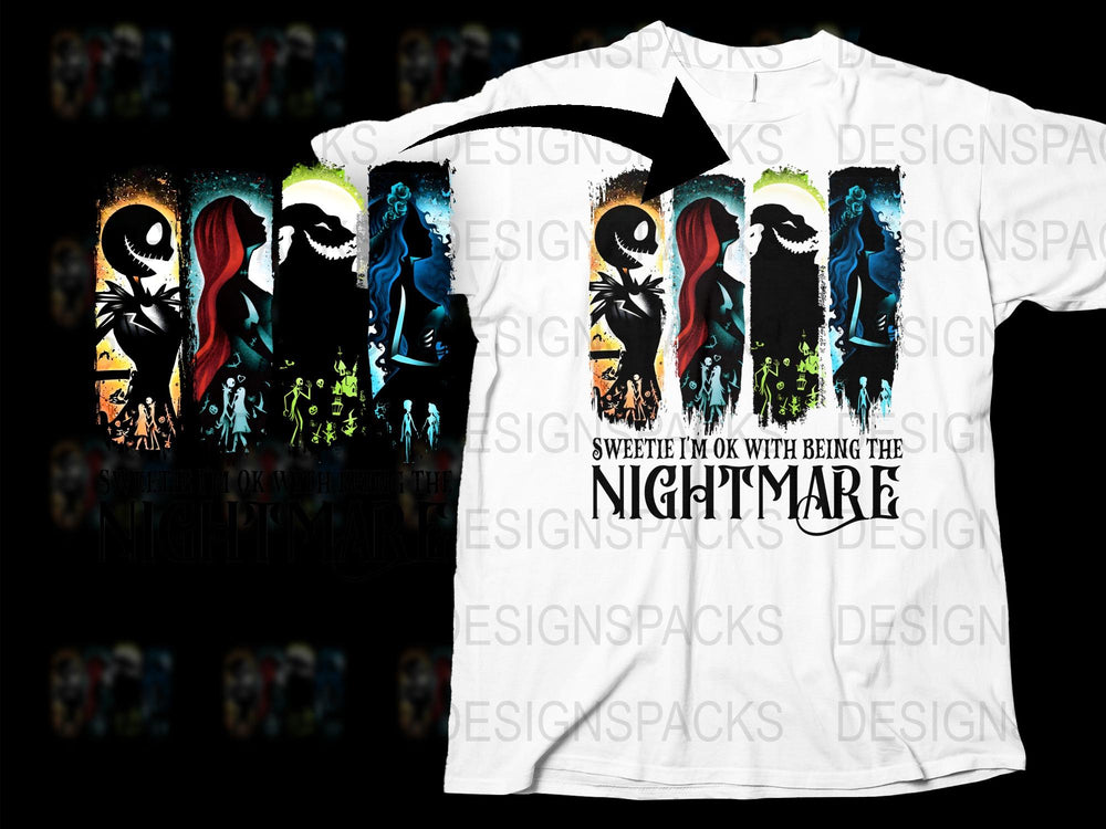 Colorful Nightmare Comic Characters T-Shirt, Unique Pop Art Design, Vibrant Casual Wear