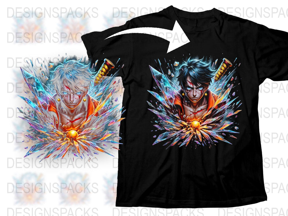 Anime Graphic T-Shirt, Colorful Explosion Design, Cool Manga Character Tee, Vibrant Unisex Shirt