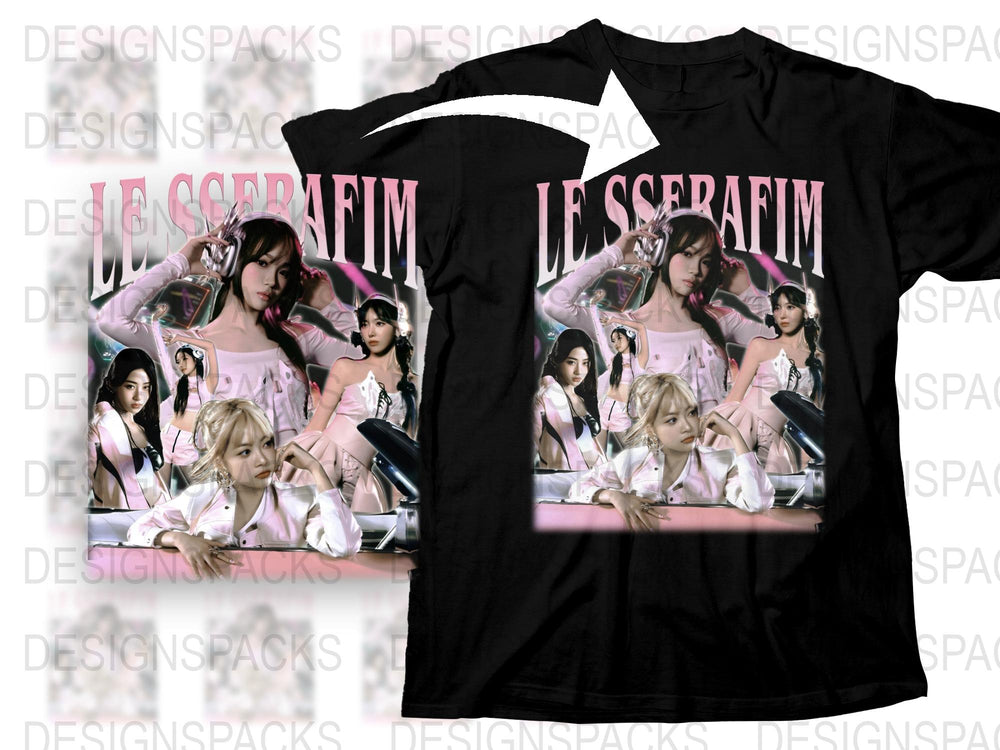 Stylish Graphic T-Shirt Featuring All-Female Band, Pink Outfits, Trendy Music Pop Culture Apparel