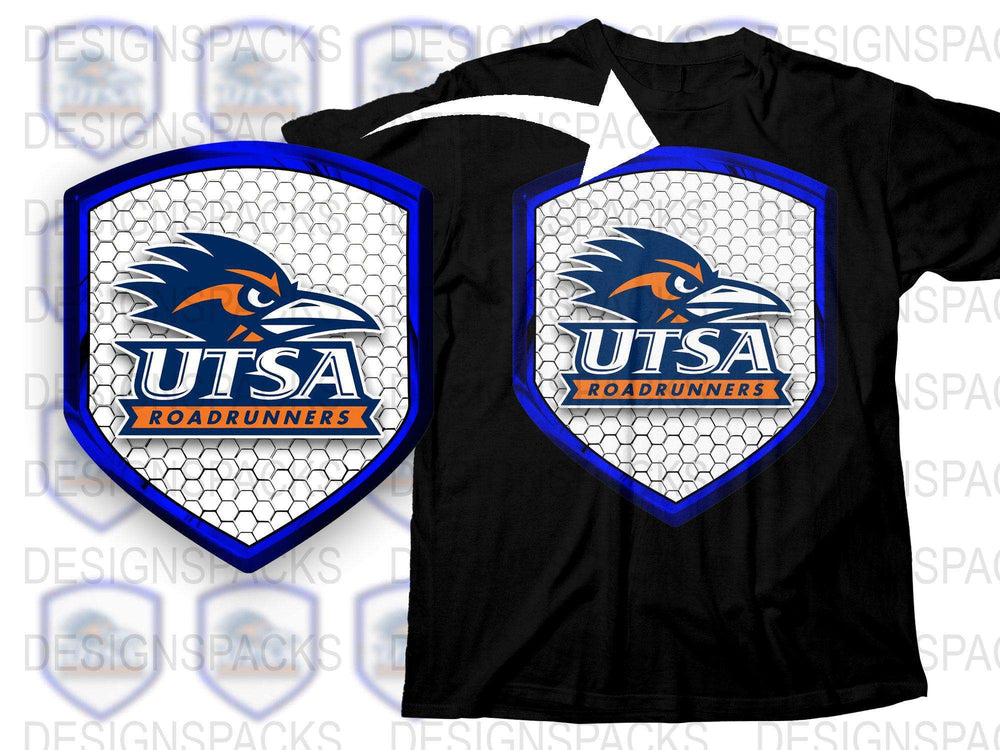 UTSA Roadrunners T-Shirt, College Sports Team Logo, Black and White Graphic Tee, Football Fan Apparel