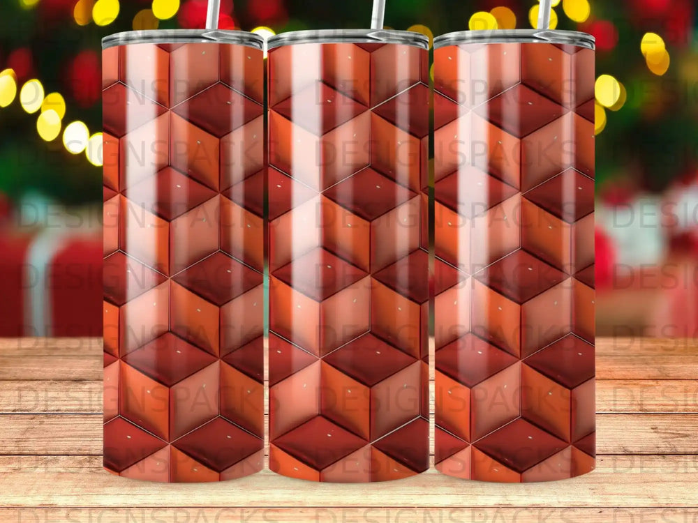 Red Orange Geometric Cube Pattern Tumbler product type