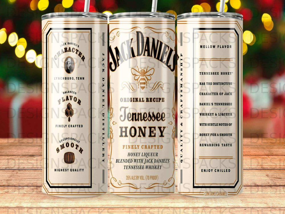 Jack Daniel's Tennessee Honey whiskey bottle with label details.