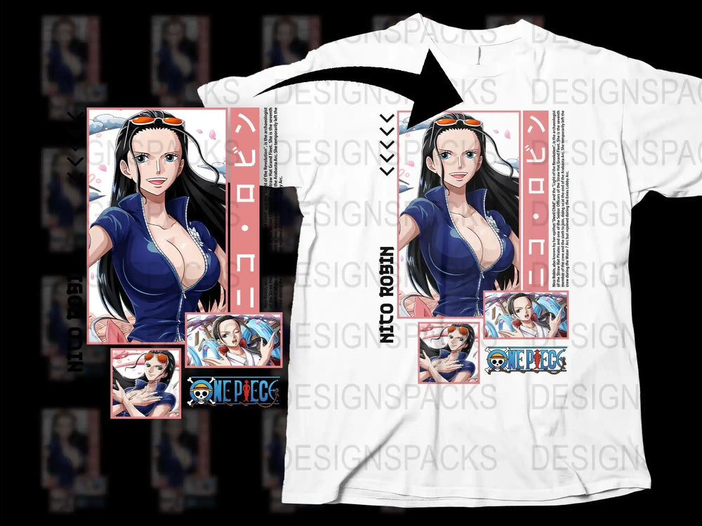 One Piece Anime T-Shirt, Nico Robin Graphic Tee, Manga Character Print, Unisex Casual Clothing, Fan Gift Idea