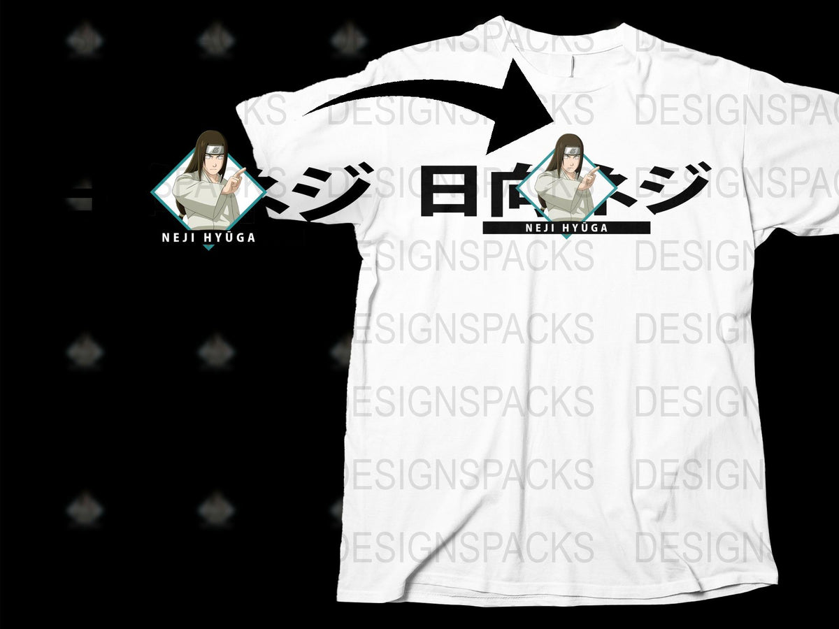 Neji Hyuga Anime Graphic T-Shirt, White Cotton Tee, Manga Character Print, Unisex Casual Shirt