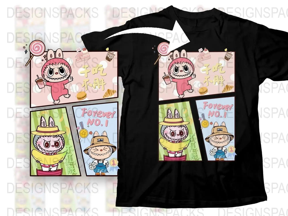 Cute Anime Character T-Shirt, Kawaii Cat Design Tee, Colorful Kids Cartoon Apparel, Unisex Manga Shirt