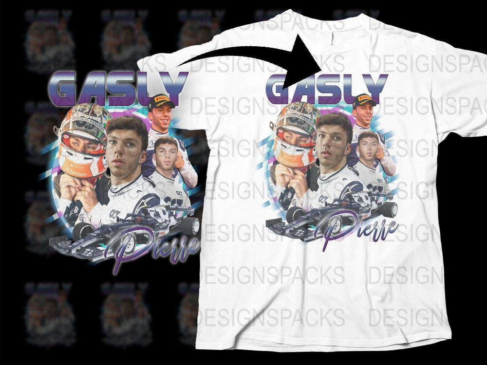 Pierre Gasly F1 Racing Graphics T-Shirt, Motorsport Fan Apparel, Casual Wear, Collector Item, Gift for Sport Enthusiasts