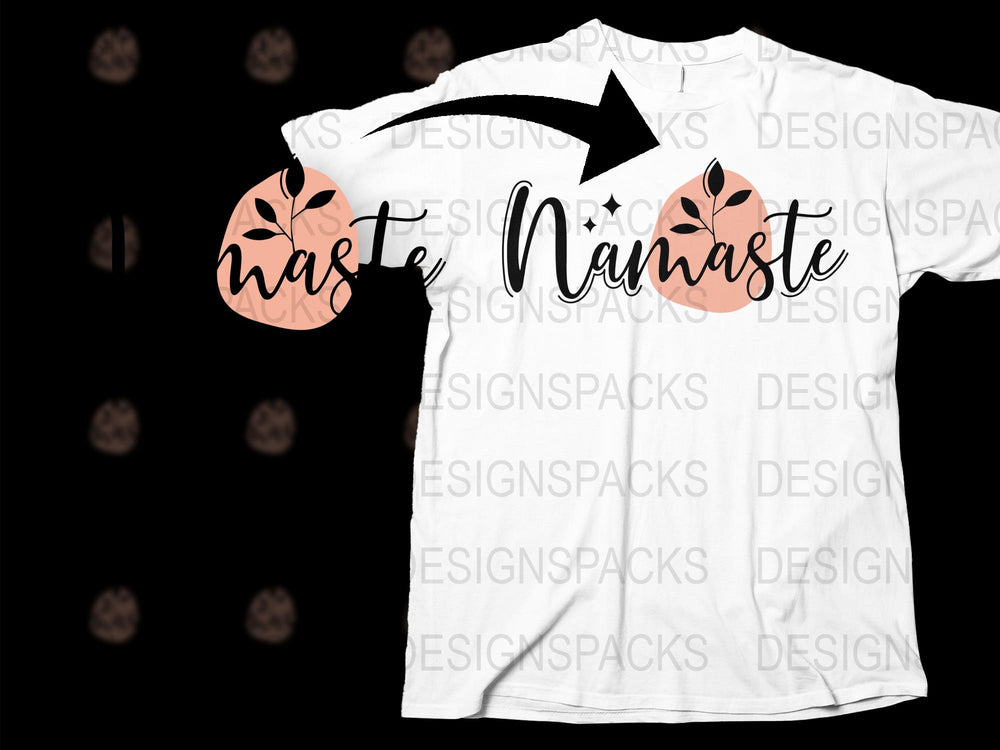 Namaste Pumpkin Fall Season T-Shirt, Autumn Inspired Casual Wear, Graphic Tee with Leaf Motif, Trendy Yoga Fashion Top for All.