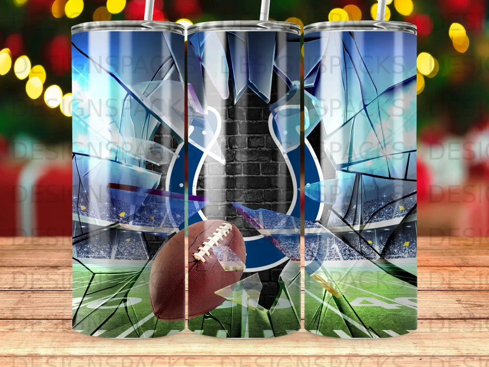 Indianapolis Colts football and stadium design on a tumbler.