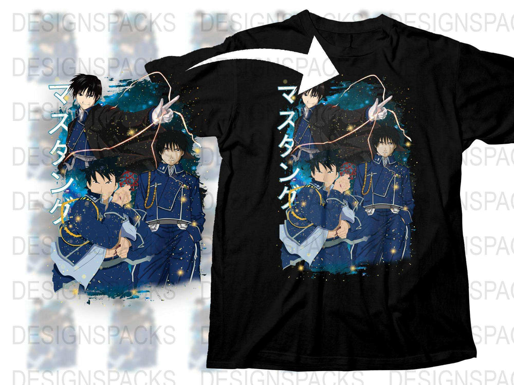 Anime Graphic T-Shirt, Cool Male Character Design, Night Sky and Magic Motifs, Stylish Cotton Tee for Fans